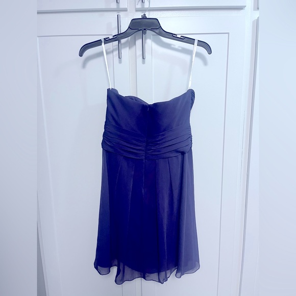 David's Bridal #F14847 Plum Short Crinkle Chiffon dress (size 8) - Picture 2 of 4